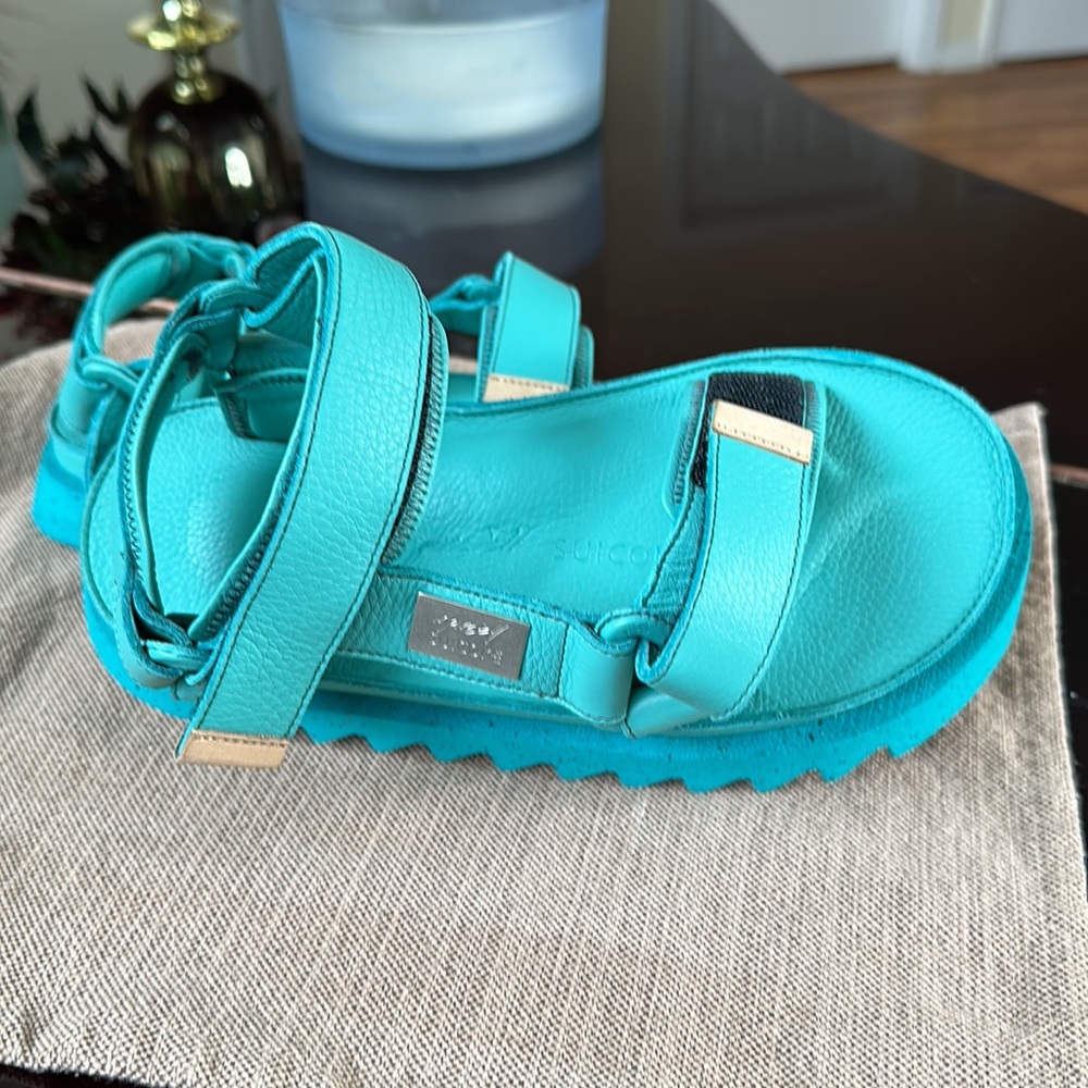 Marsèll x Suicoke Depa Leather Sandals 37 / US 7 Aqua Blue Platform Designer NWT - Picture 8 of 14